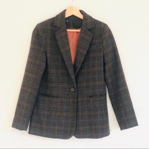Brown Wool Blend Tweed Blazer - Womens MP - Picture 1 of 5